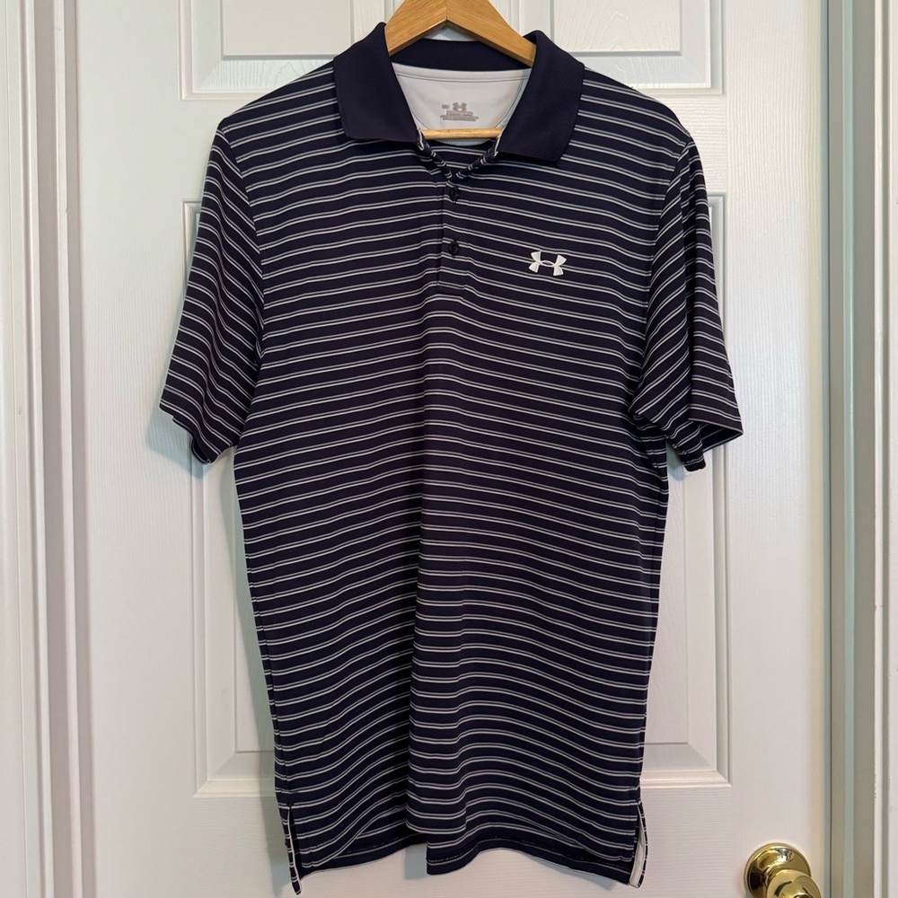 Under Armour Heat Gear Golf Polo Shirt Navy Blue Size Adult Medium
